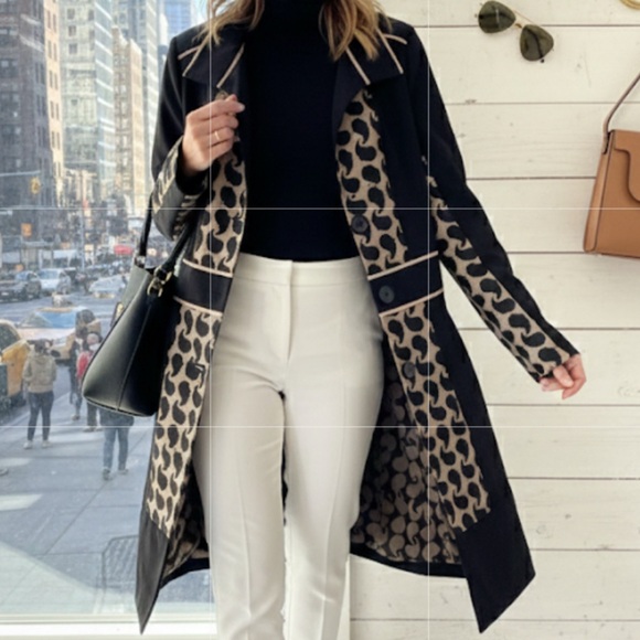 TAIFUN Vintage Graphic Paisley Duster Blazer | Longline Jacket | Noir/Sand - Picture 2 of 16